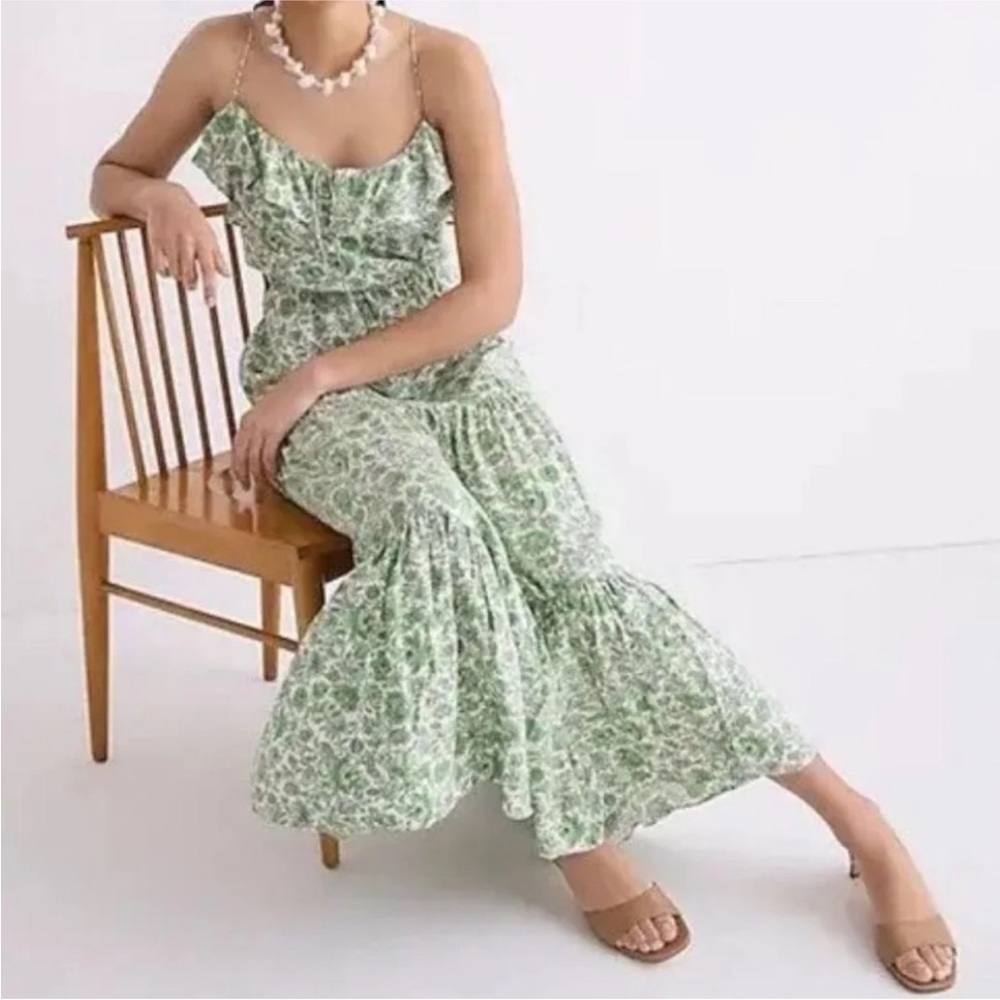J. Crew green floral maxi dress